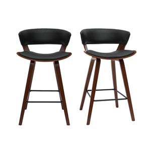 Tabourets de bar design noir et bois foncé H65 cm (lot de 2) SYRAH