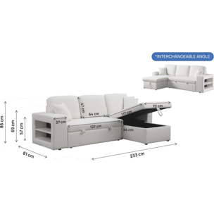 Canapé d'angle bouclettes convertible/reversible "Axel" - 3 Places - Blanc