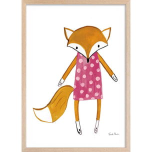 Affiche enfant copine de quartier  Affiche + cadre en bois - Chêne