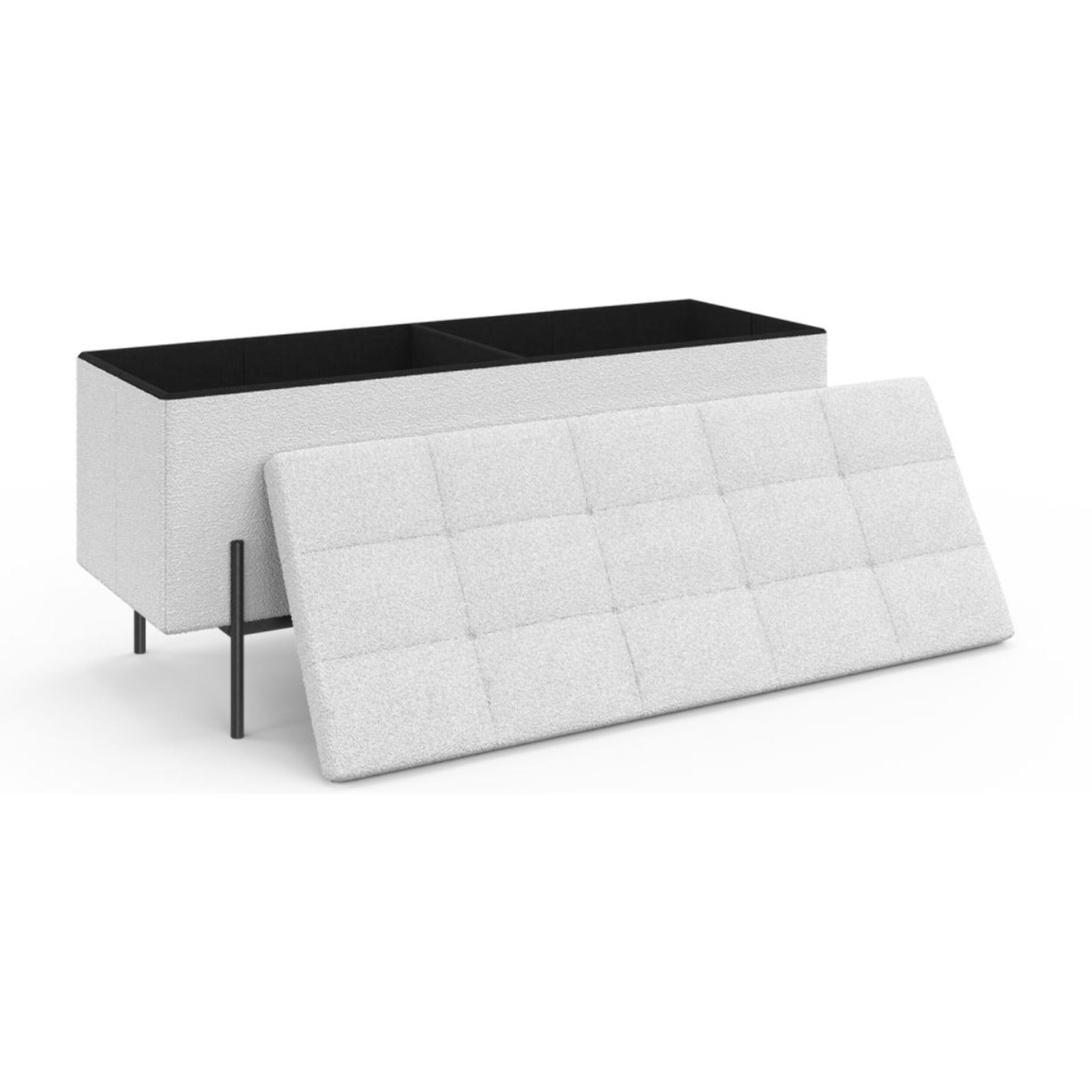 Banc coffre Loan - Blanc bouclette