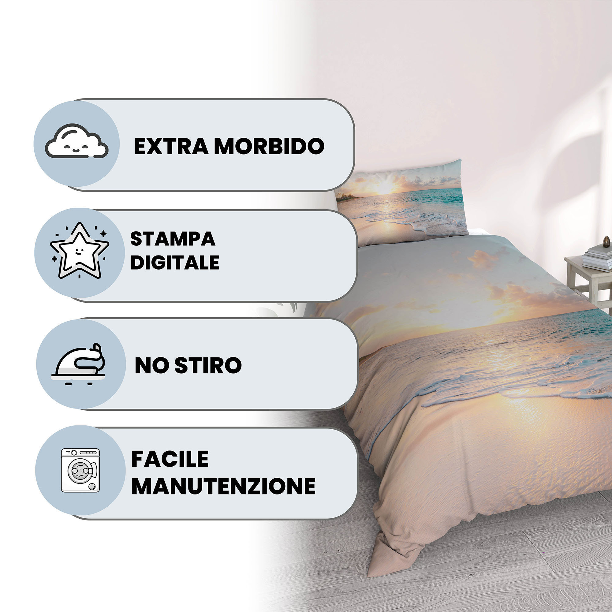 PARURE COPRIPIUMINO GOODNIGHT SINGOLO - STAMPA DIGITALE 100% Microfibra