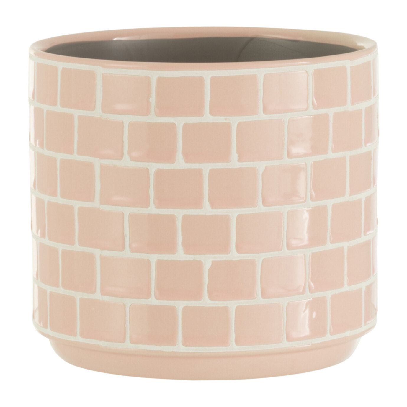 J-Line cache-pot Brillant - céramique - rose - medium - 2 pièces - Ø 14 cm