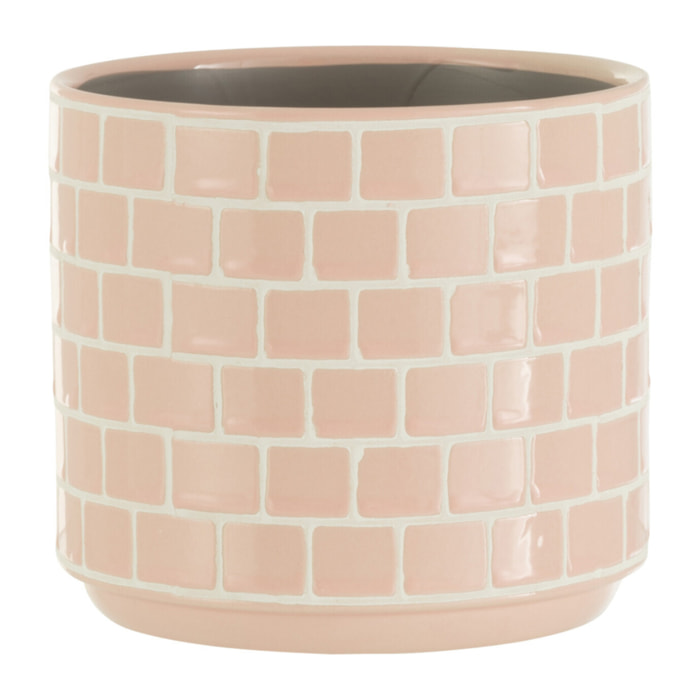 J-Line cache-pot Brillant - céramique - rose - medium - 2 pièces - Ø 14 cm