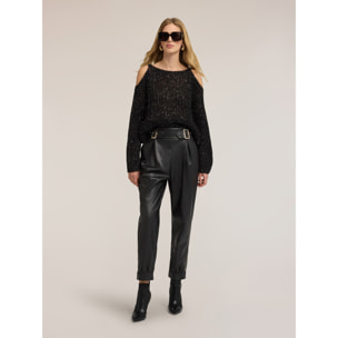 Motivi - Pantaloni carota con cintura - Nero