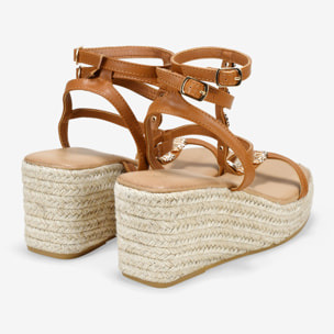 Sandalias de dedo cuero con suela de esparto