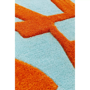 Tapis Labirinto 300x200cm bleu et orange Kare Design