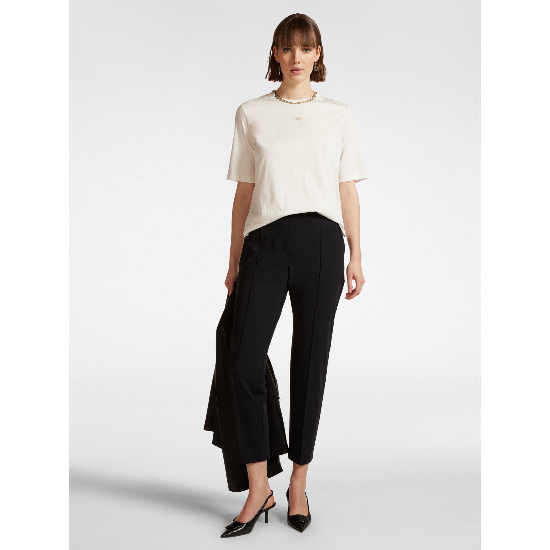 Elena Mirò - Pantaloni pull on gamba dritta - Nero