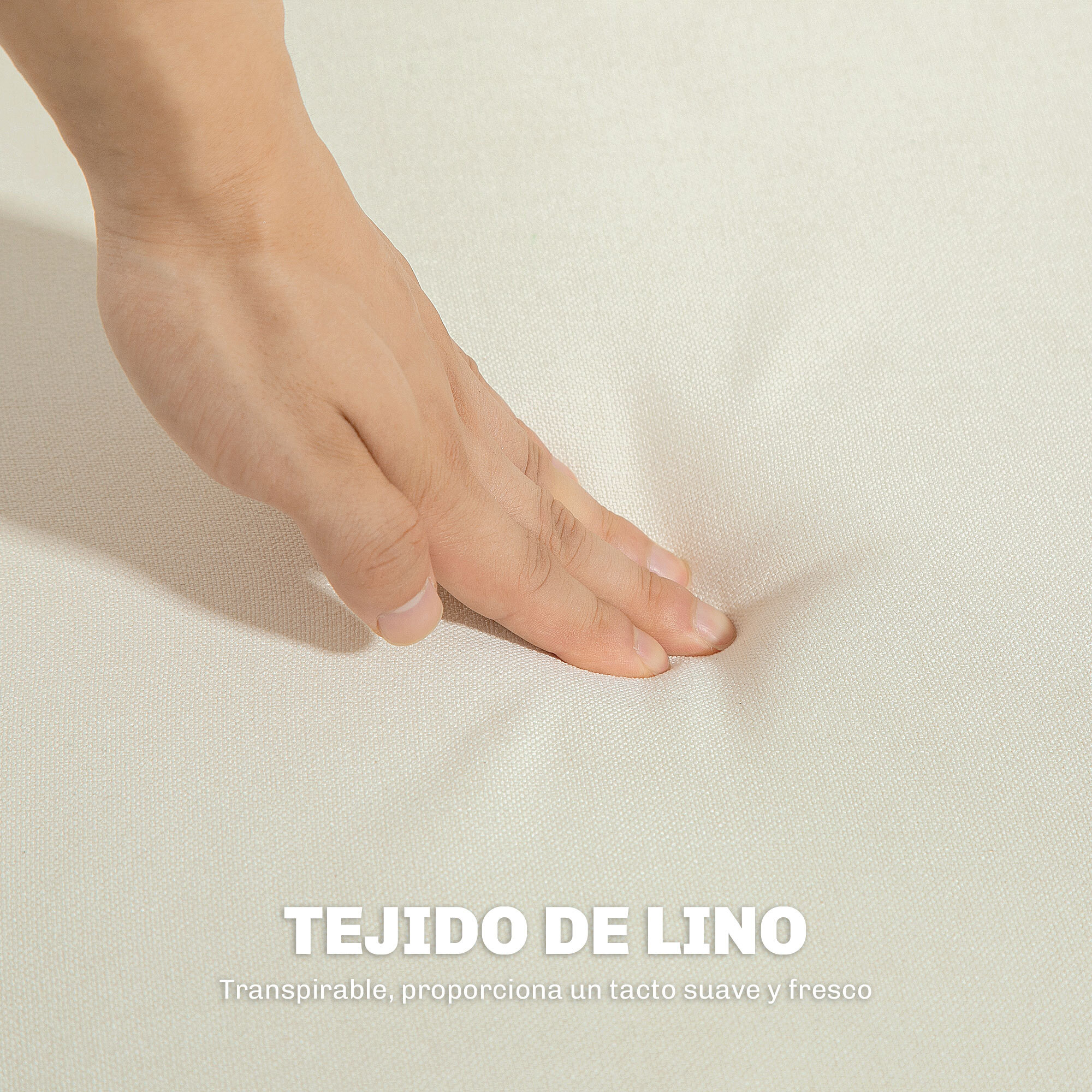 Sofá de 2 Plazas Sofá Tapizado en Lino Sintético Sofá de Salón con Reposabrazos y Patas de Madera Sofá Pequeño Carga 250 kg para Dormitorio Oficina Crema