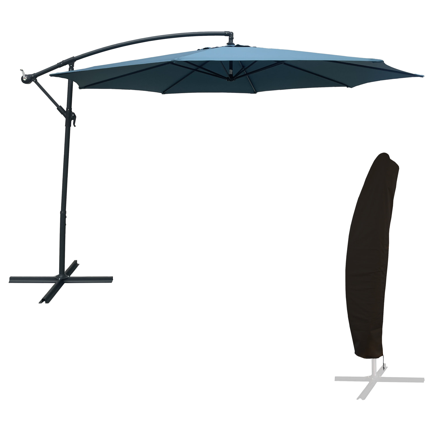 Parasol déporté OAHU rond + housse -