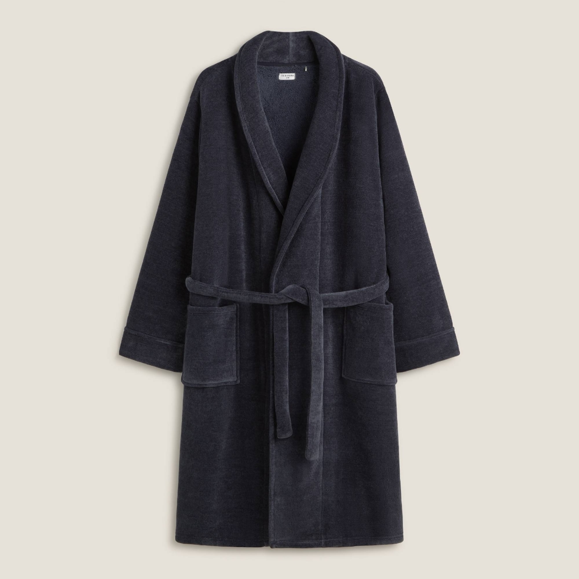 Bata para hombre de chenilla y borreguito Musk color azul oscuro Poliéster