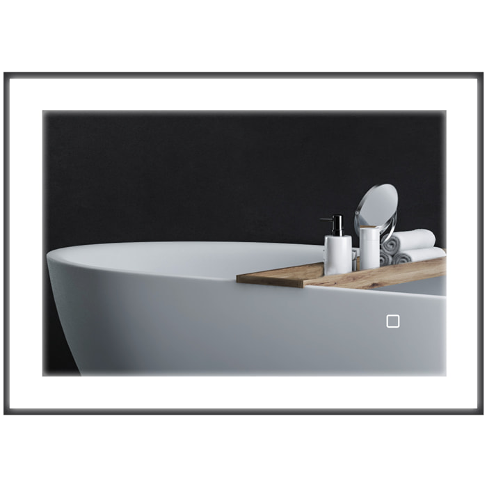 Espejo de Baño con Luz LED 70x50 cm Espejo de Pared con 3 Colores de Luz Función Antivaho Función de Memoria Interruptor Táctil Horizontal/Vertical