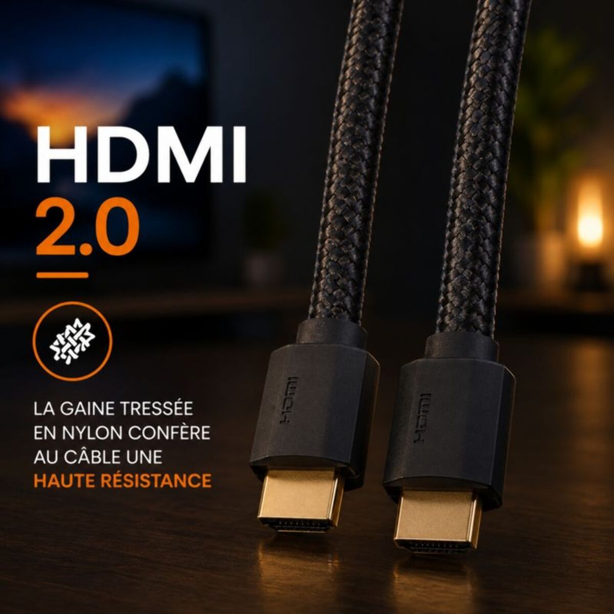Câble HDMI ESSENTIELB 2.0/18Gbps 2M CROSS nylon