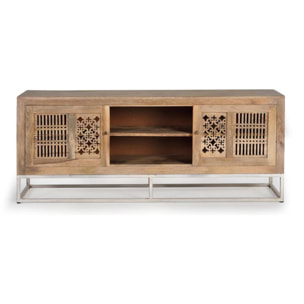 Mueble TV de Madera de Mango 160 Cm Estilo Boho Tallado
