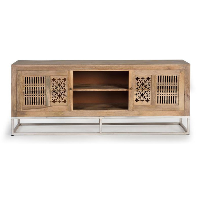 Mueble TV de Madera de Mango 160 Cm Estilo Boho Tallado