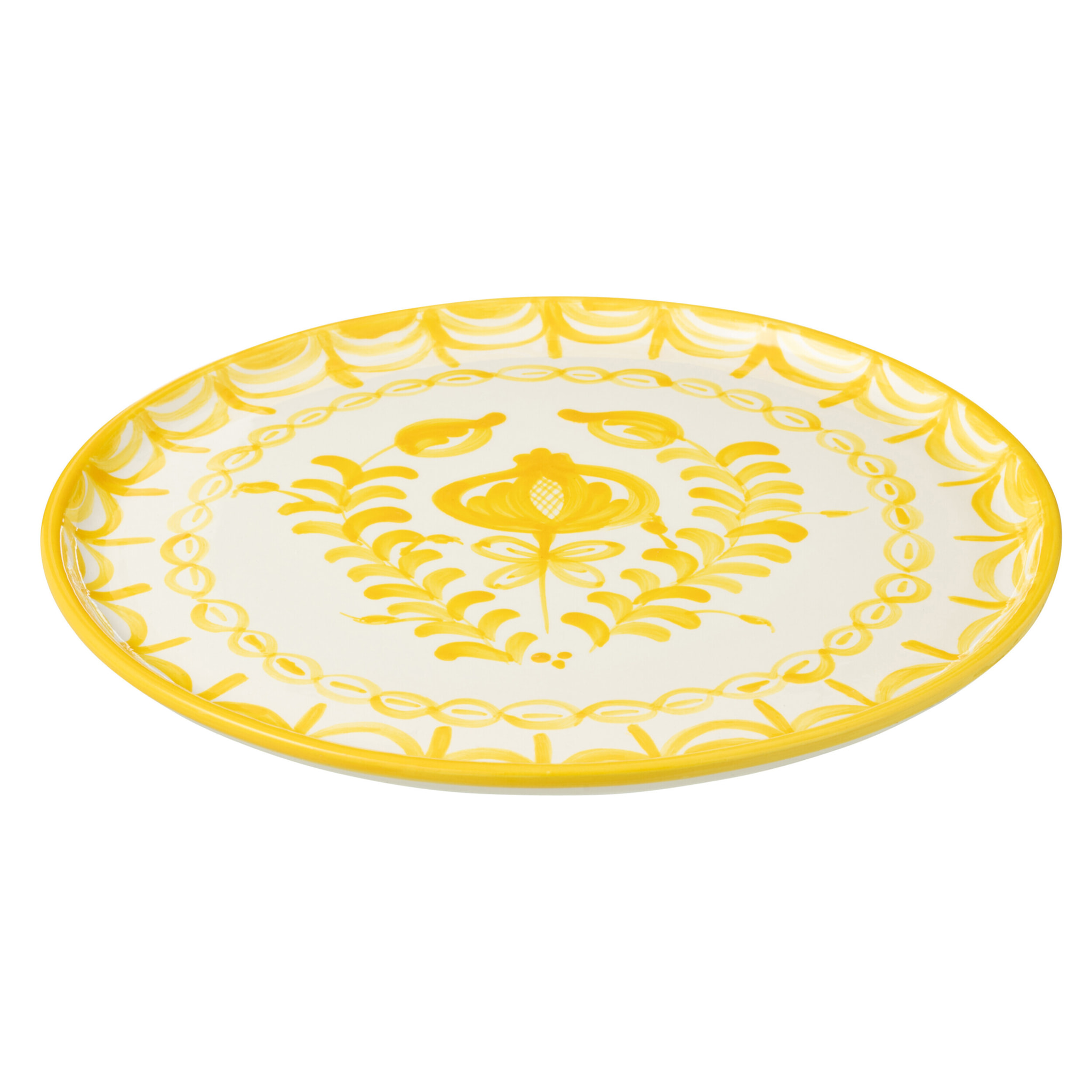 J-Line assiette Granada - céramique - blanc/jaune