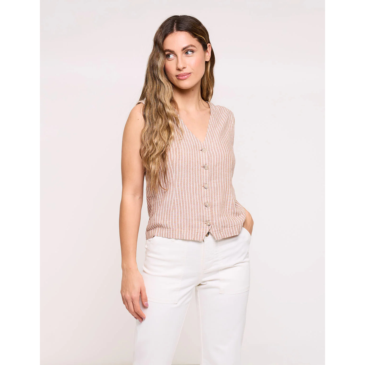 Top Chaleco Rayas Marrón - Prisma 26