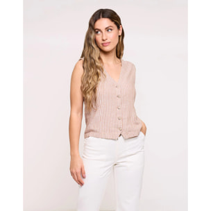 Top Chaleco Rayas Marrón - Prisma 26