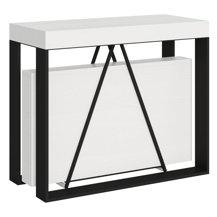 Consolle allungabile 90x40/196 cm Sketa Small bianco frassino telaio antracite