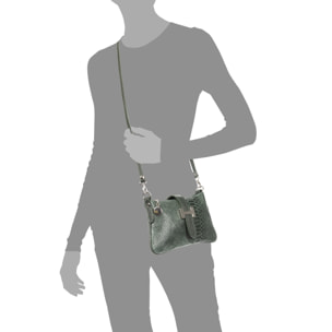 Allerona Bolso de mano Mujer.Piel auténtica Gamuza Grabado Serpiente