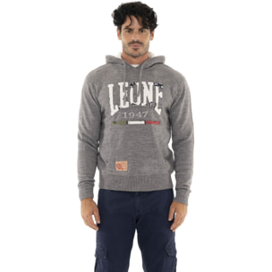 Suéter con capucha Leone 1947 Soft Basic para hombre con parche de logo grande