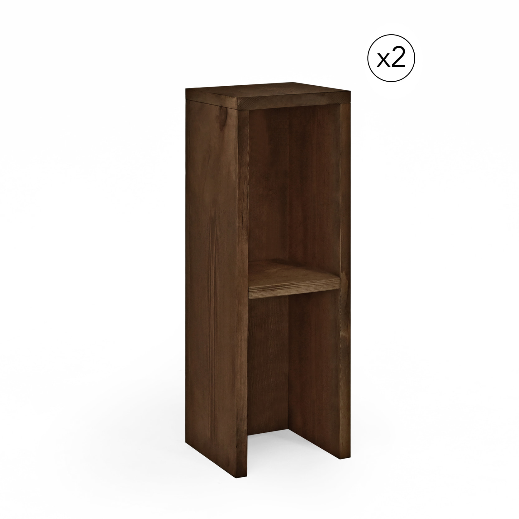 Pack de 2 tables de chevet ou d’appoint en bois massif noyer 60x20cm Hauteur: 60 Longueur: 20 Largeur: 20