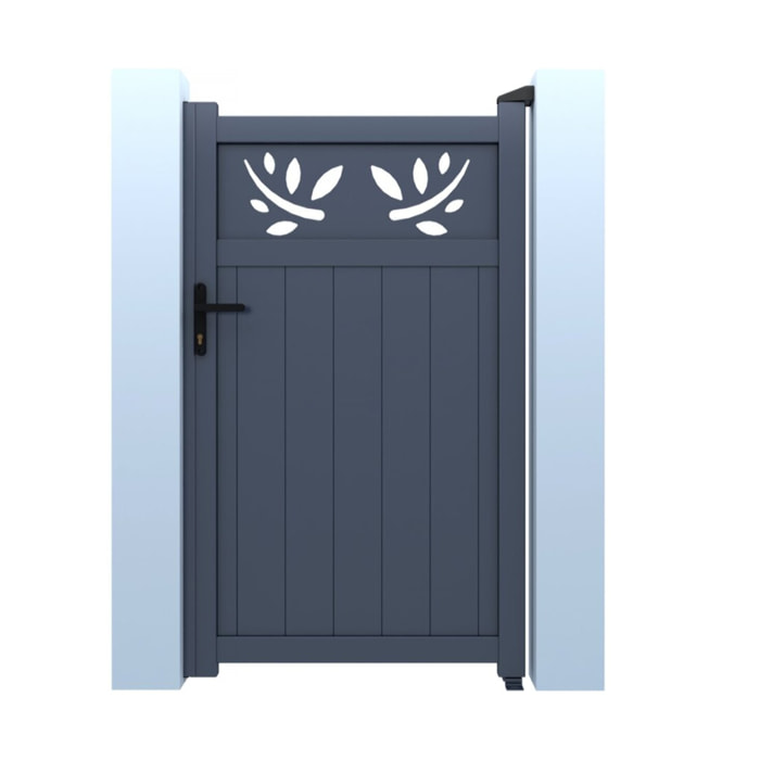 Portillon aluminium avec décor "Mathéo" - 100 x 120 cm - Gris