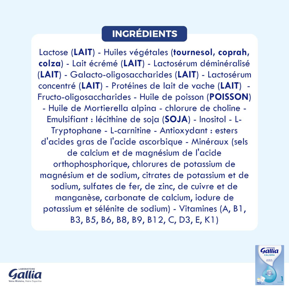 GALLIA Calisma 1 Bag in Box 1,2 KG De 0 à 6 mois