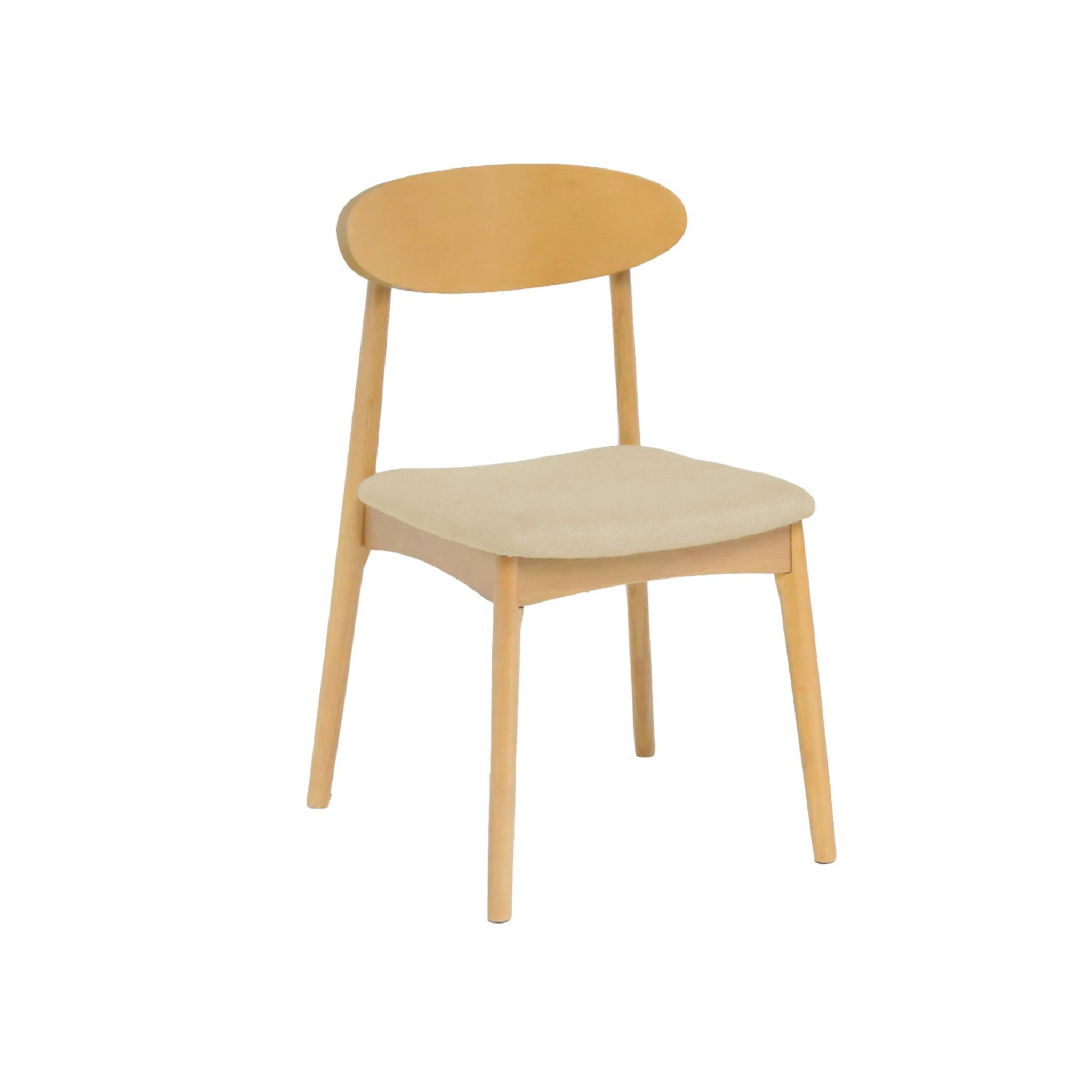 Chaise vintage bois d'hévéa naturel et tissu (lot de 2) ARIA