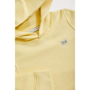 Sudadera orgánica de capucha y bolsillos amarilla Neutrals kids con logo