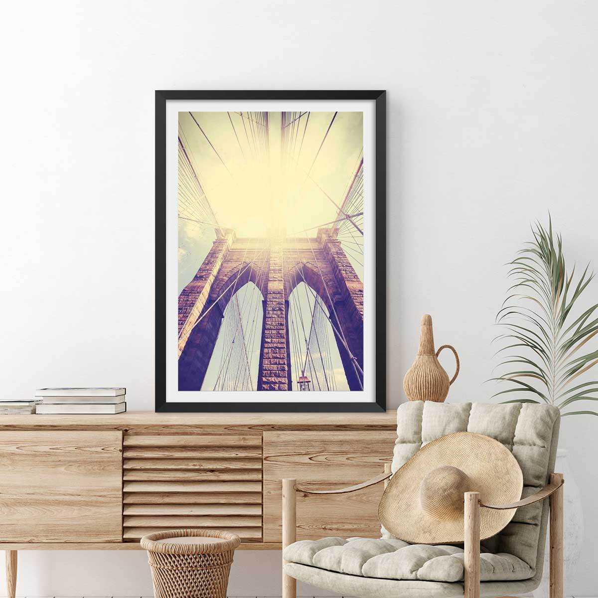 Affiche photo sunshine sur brooklyn Affiche sous cadre noir