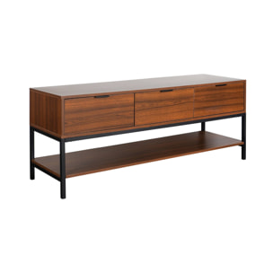 Meuble TV décor noyer 3 tiroirs 130cm WALNUT