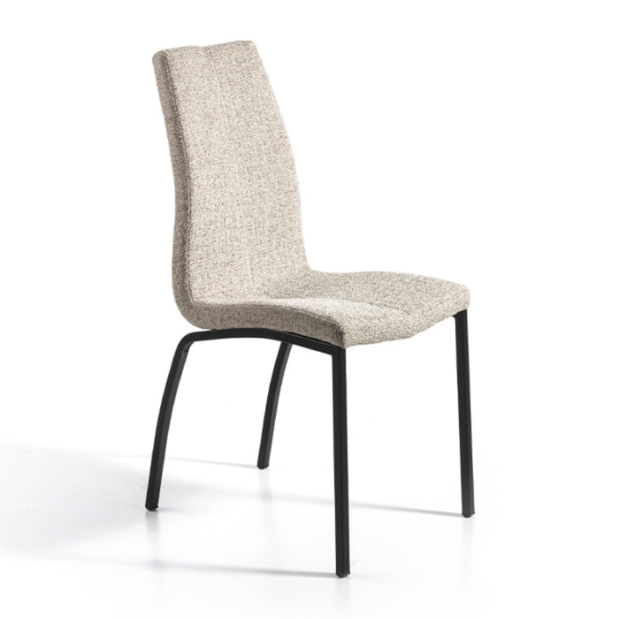 Set de 4 sillas – Tela jaspeada marrón con patas negras