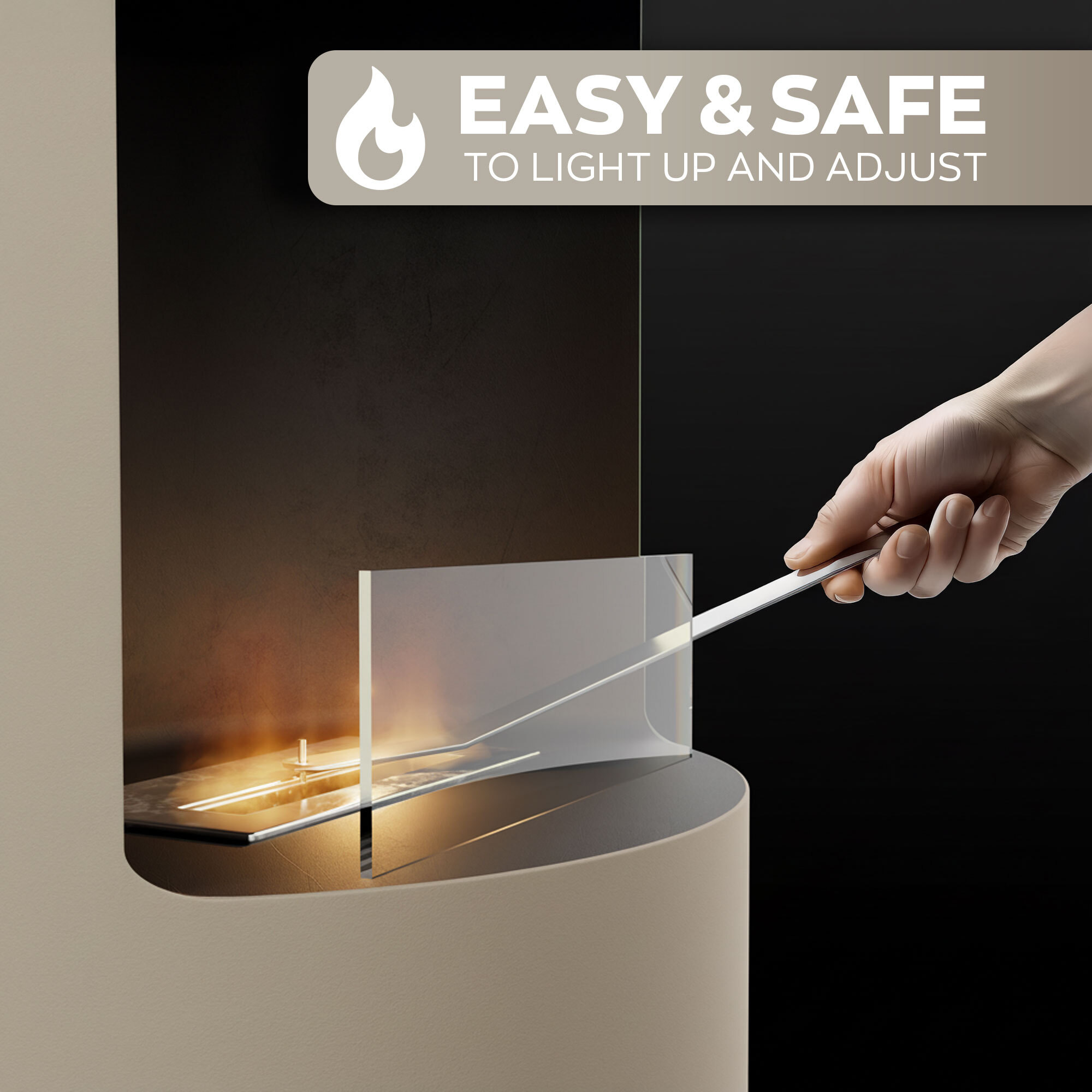 Giulio Cesare - Caminetto a bioetanolo da terra con 1 bruciatore da 1.5LØ40x80 cm