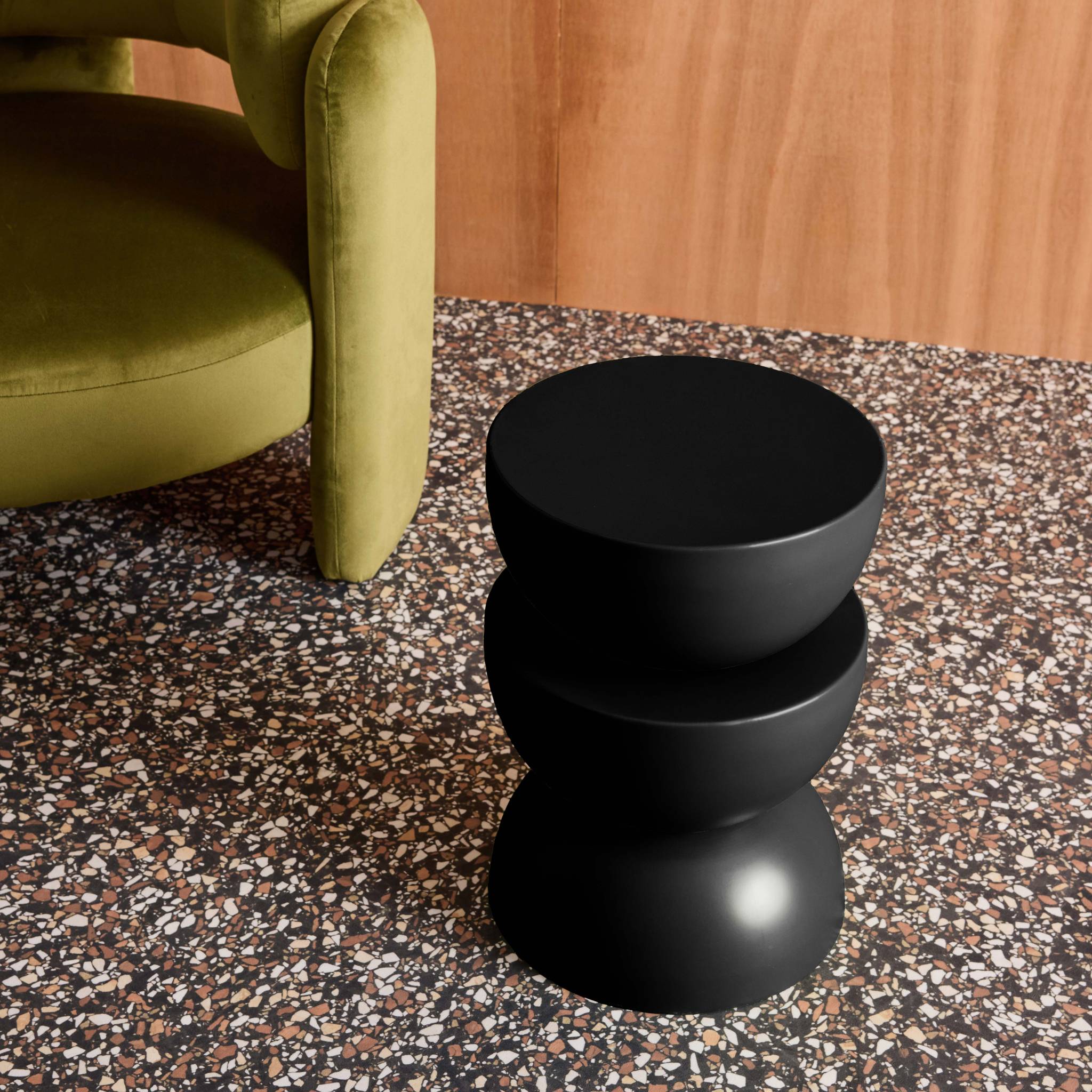 Table d'appoint, bout de canapé, table de chevet métal Ø32 x H46,5cm COUMBA