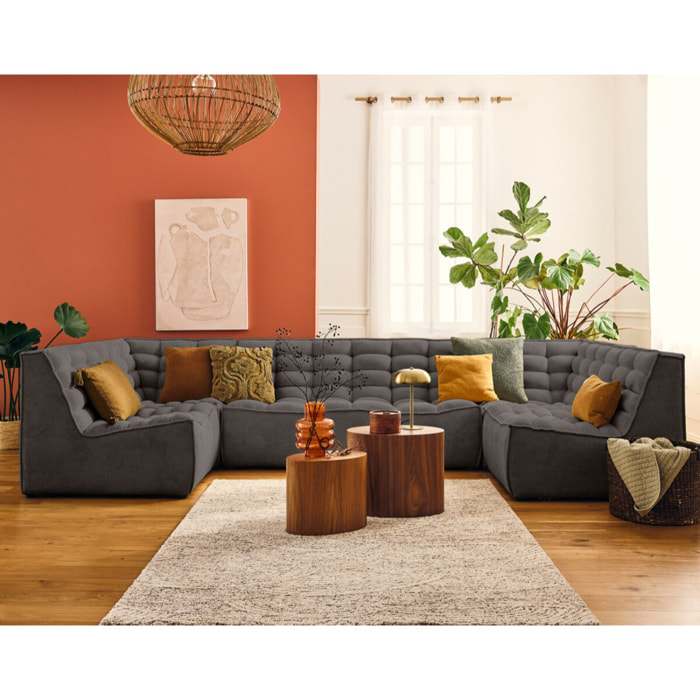 Ellie - fauteuil sans accoudoir en velours texturé - Gris