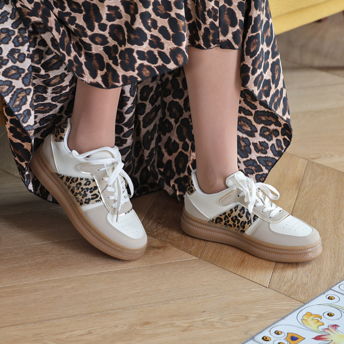 Sneakers in simil pelle multicolore