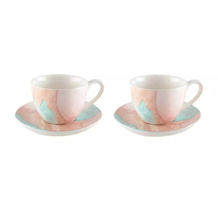 Tasses à café et sous tasses - Treasure mine - lot de 2