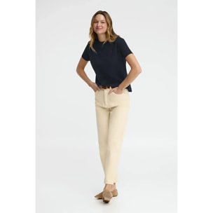 Maglietta blu marino a maniche corte e a girocollo con ricamo Rigby Go