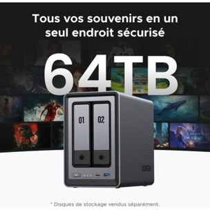 Serveur NAS UGREEN 2 baies DXP2800 Gris anodisé