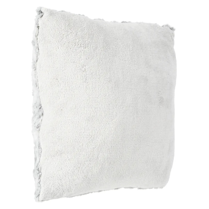 Coussin fourrure bouclé gris 45x45cm