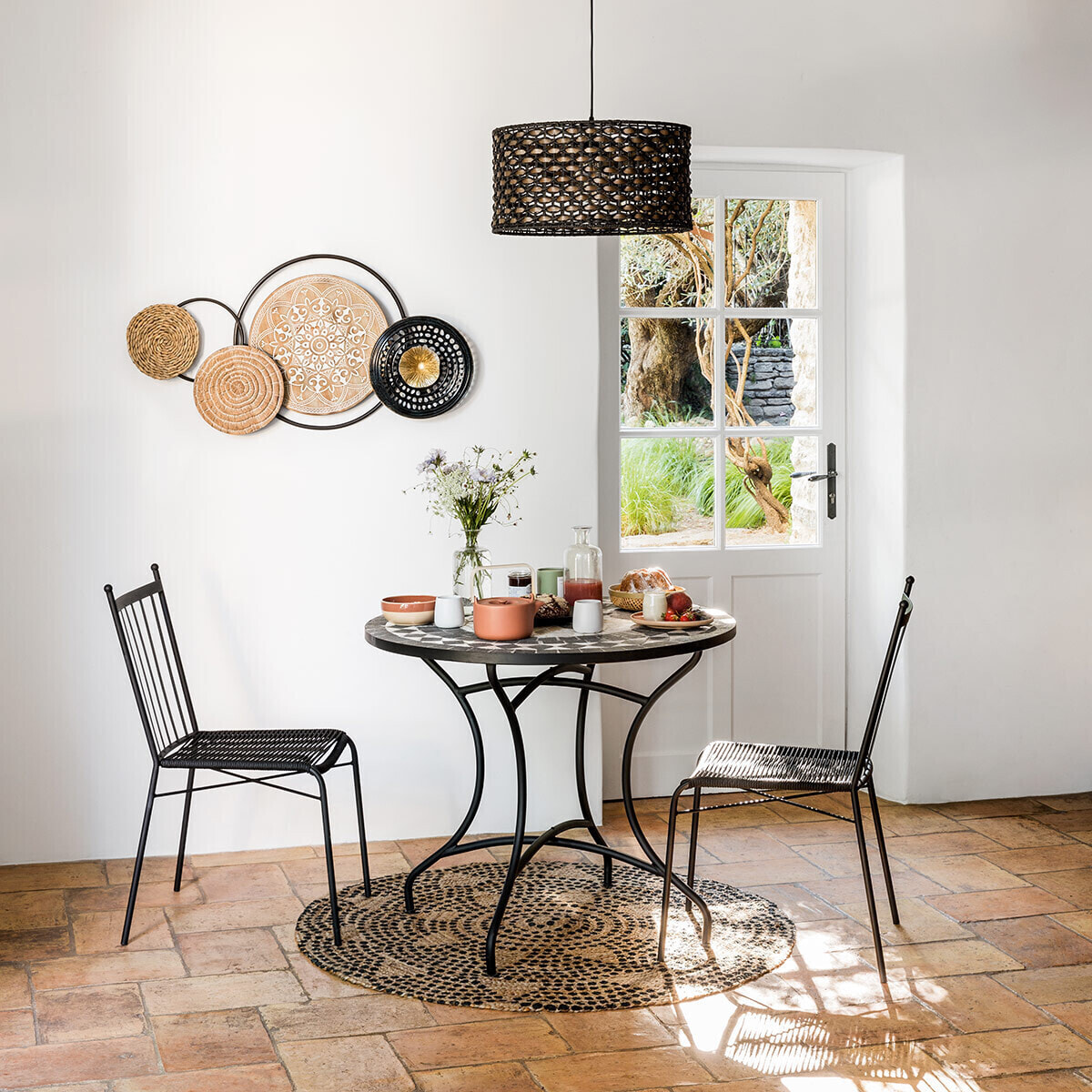 Table à manger ronde "Kipos" en mosaïque D90 cm