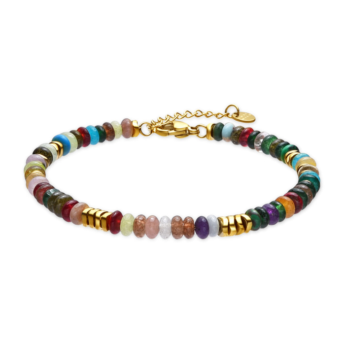 Pulsera con Cristal Multicolor acabado oro 18k