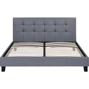 Lit double en pvc "Julia" - 160 x 200 - Gris clair
