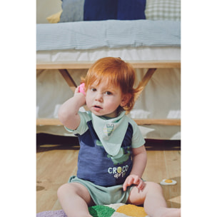 Set per neonati 3 pezzi: maglietta, pantaloncini e bandana Crocodino