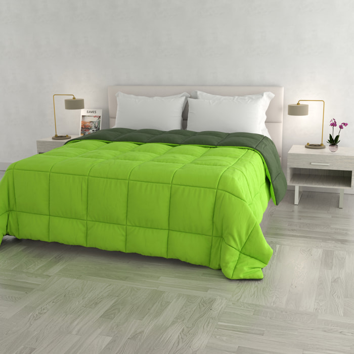 TRAPUNTA INVERNALE ELEGANT, 300gr, Microfibra, Doubleface, Made in Italy - VERDE SCURO/VERDE MELA