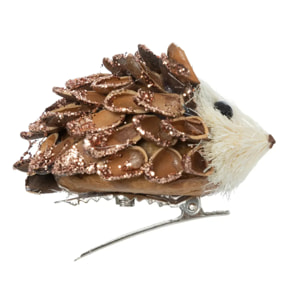 Décoration de sapin en bois hérisson x3 marron 7cm