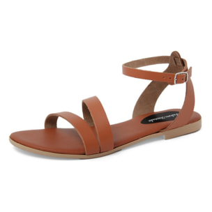 Sandali Flat Made in Italy in pelle colore Marrone, Altezza tacco 1,2 cm