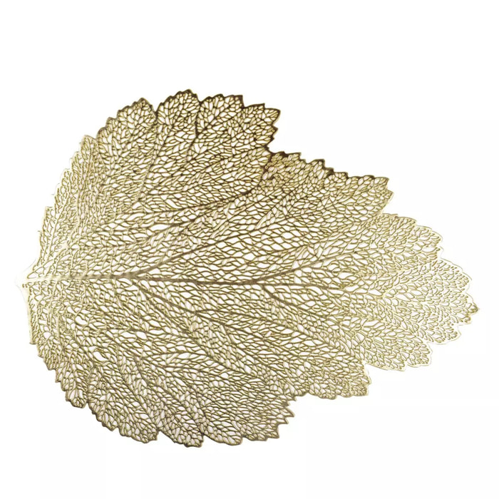 Lot de 6 Dessous d'assiette feuille chêne doré