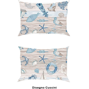 Coppia Federe per cuscini letto MARE BEIGE 100% Cotone e Made in Italy stile nautico marittimo
