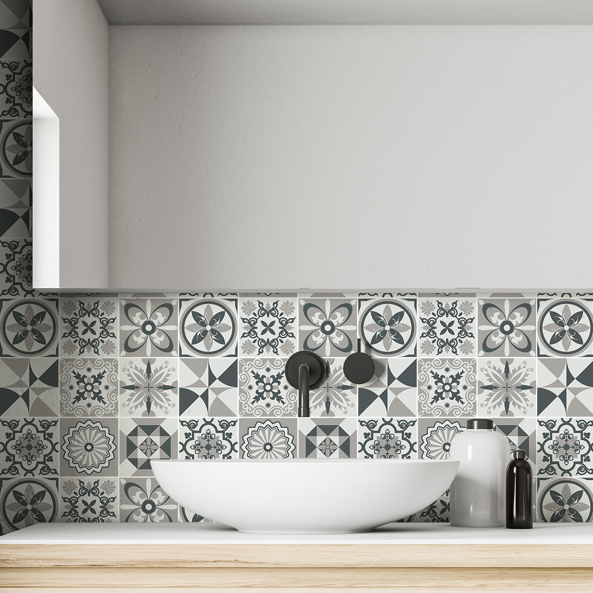 Stickers muraux - Sticker Mural Carrelage adhésif Cuisine Salle de Bain - 9 STICKERS CARREAUX DE CIMENT AZULEJOS ZENIA